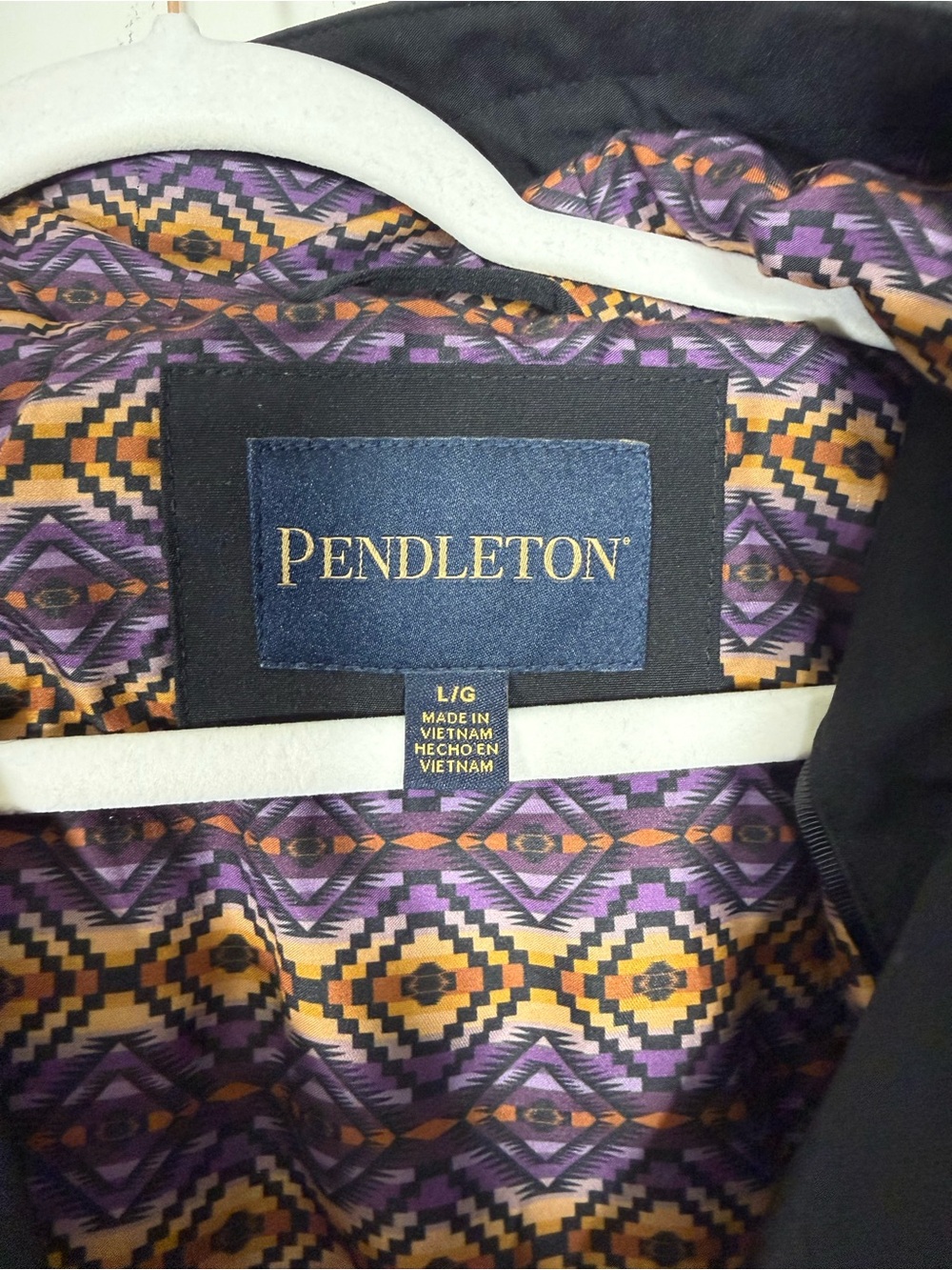 NWOT Pendleton Womens Black Hooded Rain Jacket Harding Pattern Lining Large - Picture 4 of 6